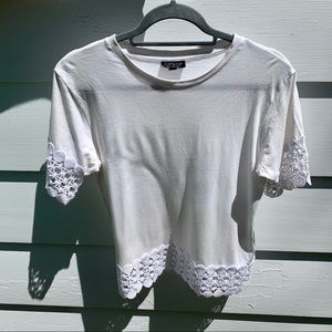TOP SHOP White T-Shirt Embroidered